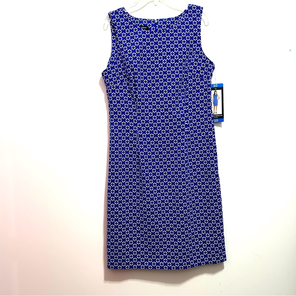 NWT Mario Serrani Sleeveless Cobalt Blue & White Summer Dress